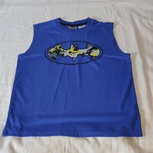 Batman Blue Polyester Sleeveless‎ Tee with Camo Logo Size L